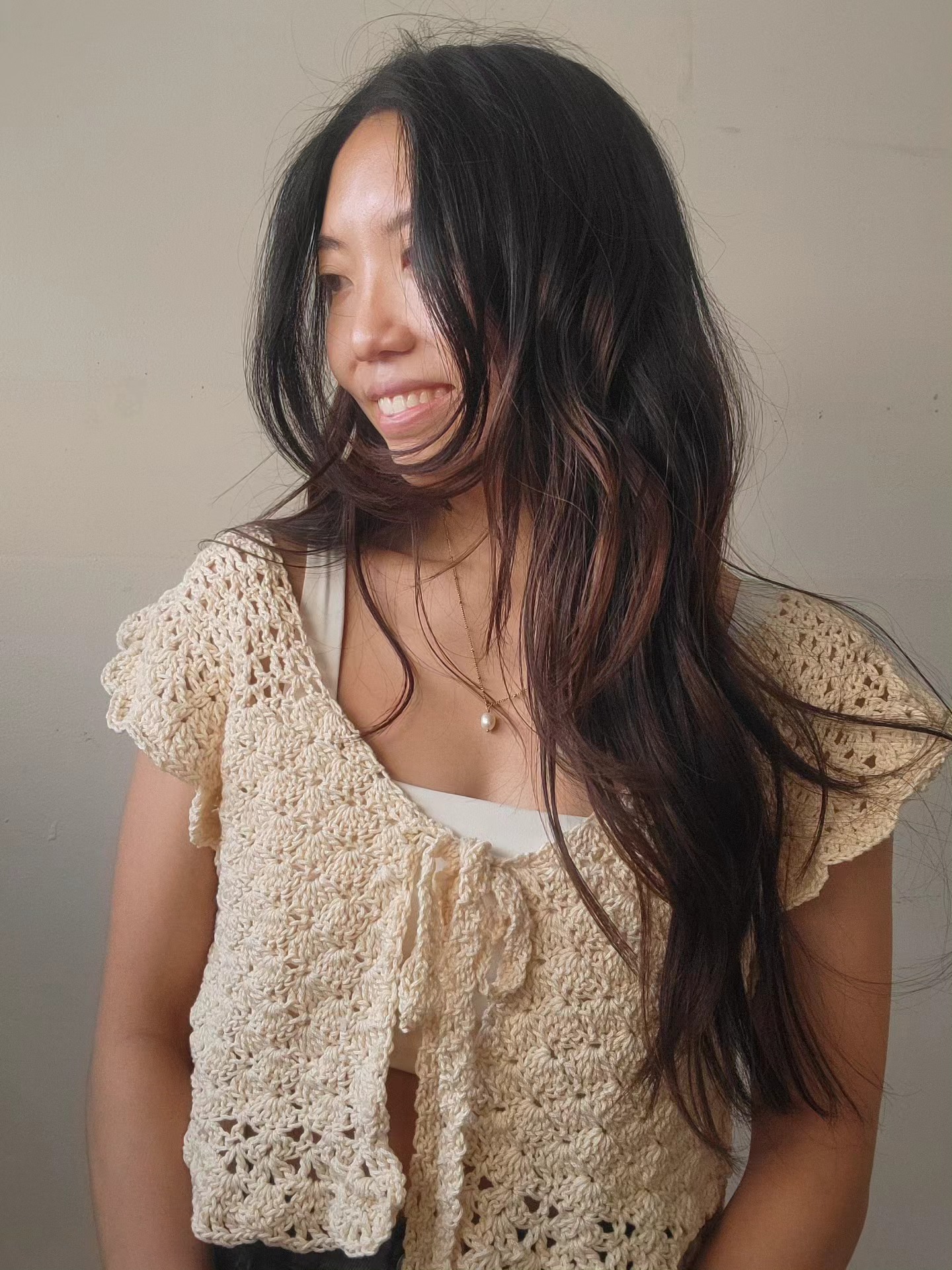 Front-Tie Cottagecore Lace Top - Cream (S) - Image 4