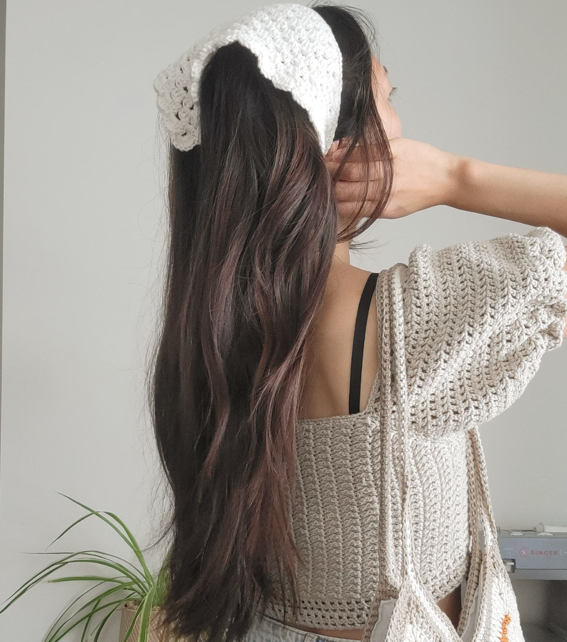 White Bandana - No-Tie Elastic Style - Image 2