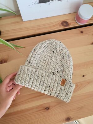 Chunky Beanie - Cream with Flecks