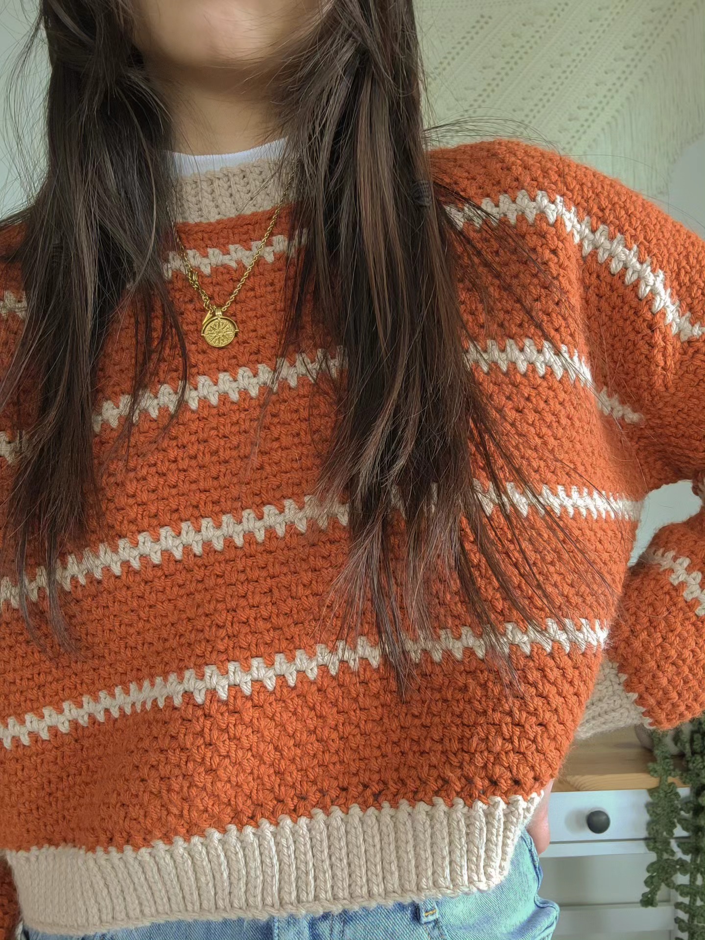 Pumpkin Spice Striped Sweater (S) - Image 3